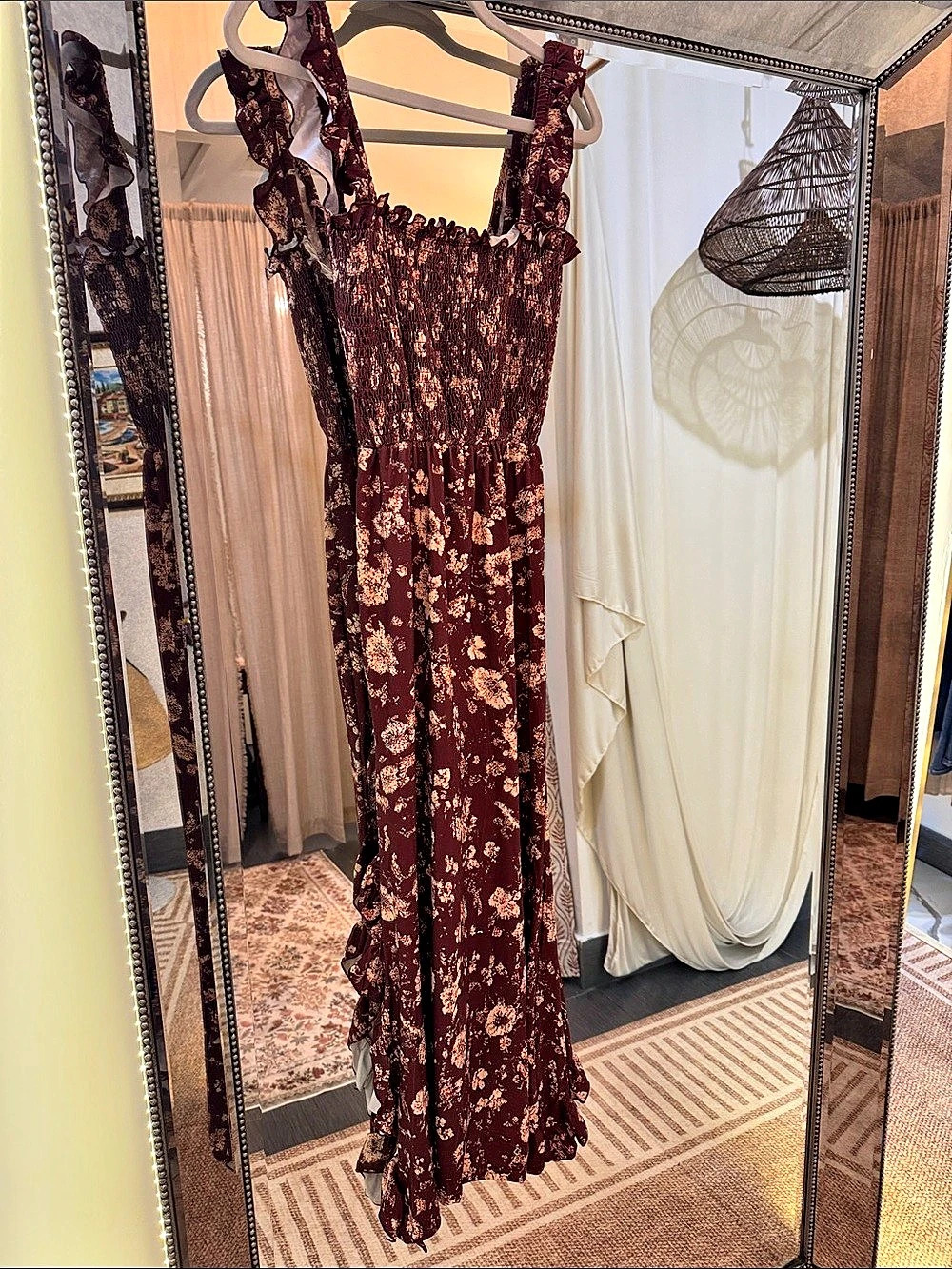 Floral Maxi Dress in Brown & Pink NWT